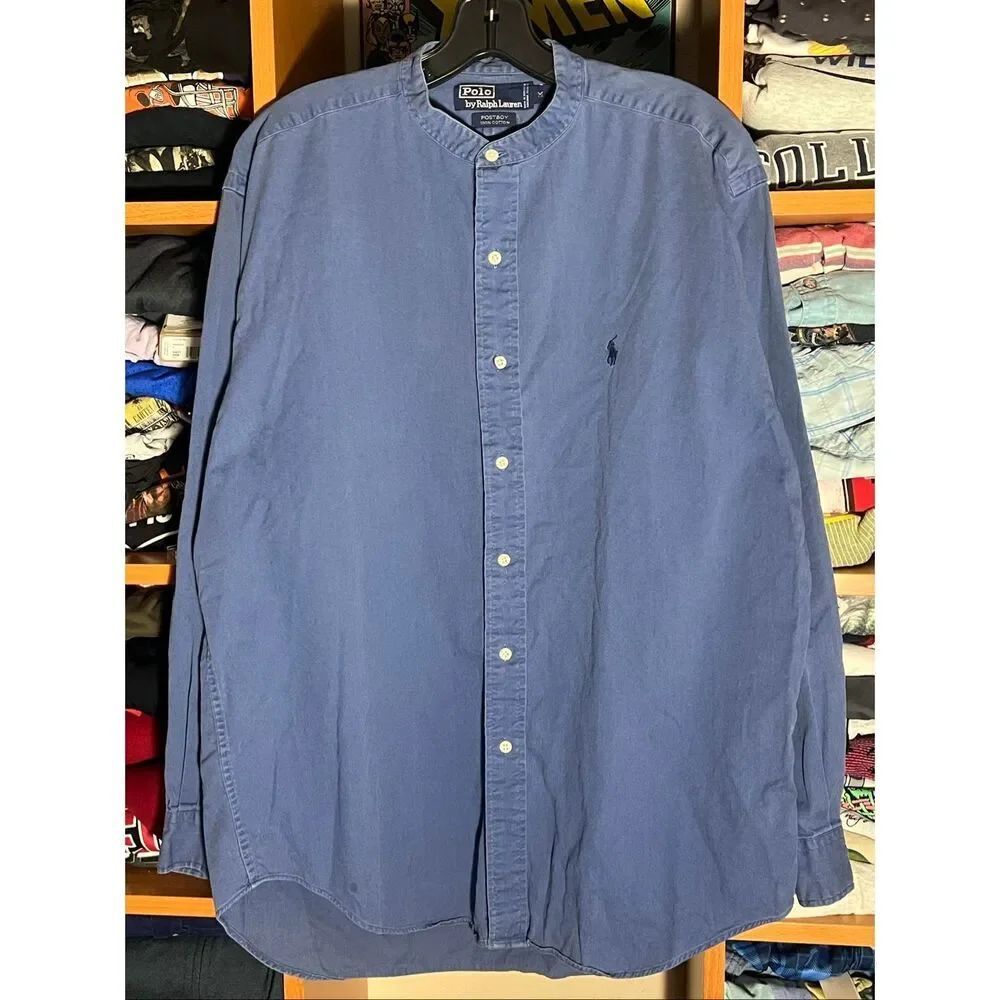 Vintage Polo Ralph Lauren Men’s Postboy Band Collar Button Shirt Medium